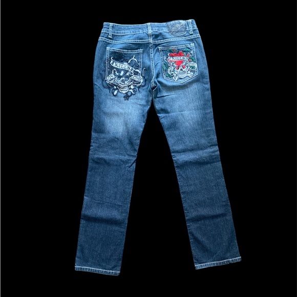 Ed Hardy | Cyber Y2K embroidered bootcut embellished gothic grunge vintage jeans - Picture 5 of 10